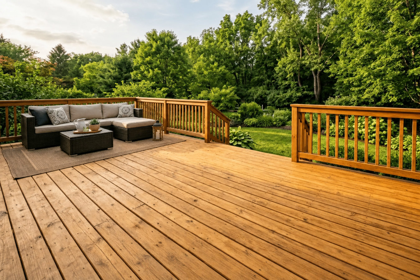 Cedar wood deck construction